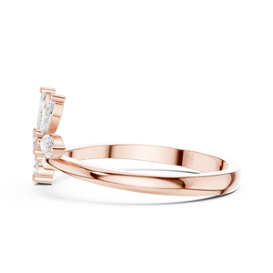 Anillo de Hoja con Diamantes Marquise Inspirado en la Naturaleza en Oro Rosa de 18k, Elegante Anillo Floral para Mujer - Product Image 3