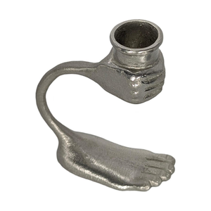 Support de bougie chauffe-plat moderne abstrait en fer finition argentée, fait main, durable, en forme de main et de pied humains, sculpture artistique créative, vente en gros - Product Image 3
