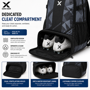 Sac à dos de sport personnalisé pour football avec compartiment pour ballon, poche pour chaussures, en Oxford 600D, pour entraînement, gym, voyage, OEM ODM - Product Image 4