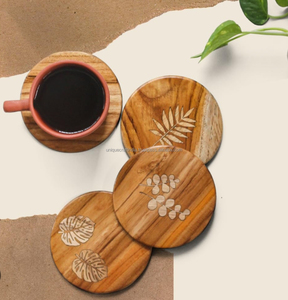 Posavasos de madera para grabar, juego de bases en blanco para café, té, mesa de comedor, accesorios de cocina, fiestas, bodas, madera de acacia a granel. - Product Image 2