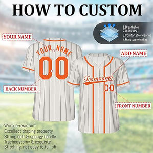 Camiseta de Béisbol Personalizada al por Mayor con Logotipo Sublimado, Uniforme Unisex con Cuello en V, Botones Completos, Tallas Grandes, Transpirable y de Secado Rápido - Product Image 2