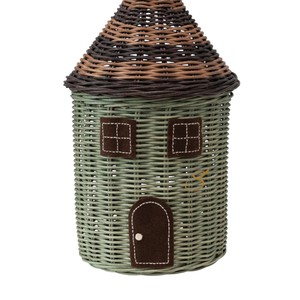 Cesta de Almacenamiento de Mimbre con Tapa, Diseño de Casa de Hadas, Verde, Organizador de Juguetes con Forma de Cabaña, Cesto para Guardería Infantil - Product Image 2