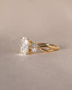 IGI Lab Grown Vintage 14K oro amarillo Unisex boda/anillo de compromiso diamante ovalado perfecto aniversario fiesta regalo chapado en oro - Product Image 4