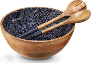 ชุดชามสลัดไม้หรูหรา สำหรับเสิร์ฟซุป ผลไม้ สลัด อาหาร จาน ชามไม้ธรรมชาติทำมือสำหรับงานปาร์ตี้ - Product Image 6