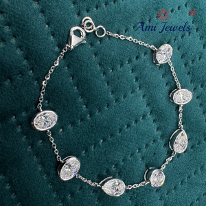 Magnífica Pulsera de Diamantes Cultivados en Laboratorio de 6.23 CT, Corte Oval, Pera y Redondo, en Oro Blanco de 14K para Mujer - Product Image 1