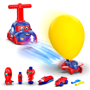 Mirana Plastic Educational Balloon Car Launcher Toy Set for 2-3Y Kids-Manual Air Pump <b>Train</b>/Aeroplane/Boat/Astronaut/Racecar - Product Image 1