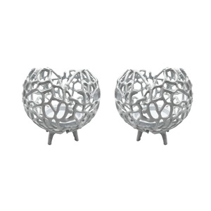 Decorative <b>Antique</b> Style <b>Antique</b> Round <b>Tea</b> Light Holder <b>Set</b> White Coral Design Heat Resistant Home Decoration - Product Image 5