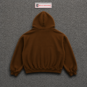 Sweat à capuche oversize marron en coton pour homme, style streetwear, en molleton bouclette, avec logo imprimé, poche avant, manches classiques, tissu durable, style épais - Product Image 6