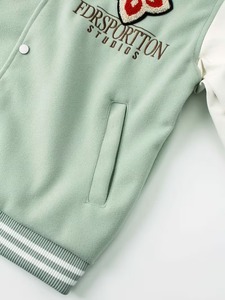 High Quality Custom Embroidery Breathable Eco-Friendly 100% Cotton <b>Fleece</b> <b>Lining</b> Varsity <b>Jacket</b> Men Baseball College Streetwear - Product Image 4