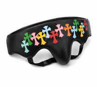 Ensemble de gants de boxe de compétition en cuir noir à lacets, personnalisables avec des croix et logos colorés, pour adultes, usage arts martiaux