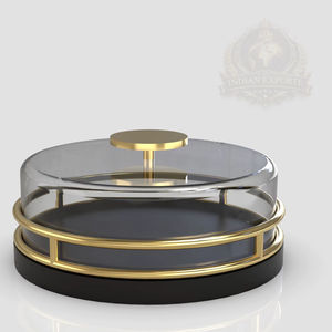 Cúpula de Cristal Redonda de Lujo para Tartas con Soporte, Base para Tartas Negra y Dorada, Israel y Palestina, Soporte Premium para Exhibición de Postres - Product Image 1