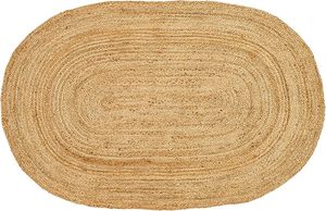 Alfombra Moderna de Yute con Diseño Floral, Rectangular, Trenzada, Ecológica, Antibacteriana, Antideslizante, Resistente a las Manchas, Fabricada a Máquina, de Pelo Plano - Product Image 4