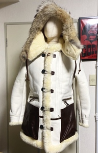 <b>Men</b> B7 Shearling Aviator Flight Jacket Heavy Warm Genuine Sheepskin Fur Hooded Winter Parka <b>Leather</b> <b>Coat</b> - Product Image 2