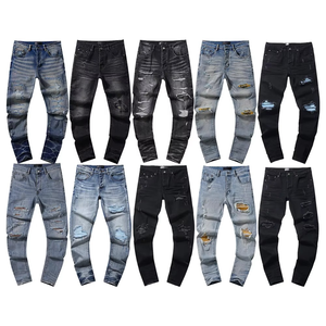 Custom Designer <b>Jeans</b> Men Slim Fit <b>Elastic</b> Embroidery Fashion Skinny <b>Jean</b> Style Men's Broken Hole Denim <b>Jeans</b> for Men - Product Image 1