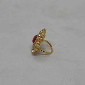 Opulent Ruby Red Floral <b>Ring</b> with Brilliant <b>CZ</b> Stones, 18K Gold Tone Statement <b>Ring</b>, Exquisite Royal Jewelry for Women - Product Image 3