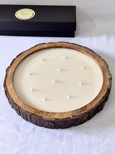 Bol à pâte en bois rond avec bord naturel pour bougies de soja, récipient à cire en bois rustique, décoration d'intérieur et collection de cadeaux - Product Image 6