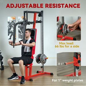 Sistema di palestra di casa rossa con mosca toracica e macchina da stampa per l'allenamento della spalla deltoide posteriore pettorale - Product Image 5
