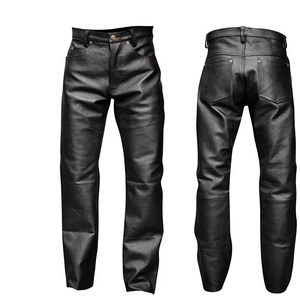 Pantalon en cuir véritable de haute qualité pour homme, mode décontractée, coupe droite légère et ajustée, printemps-automne - Product Image 5