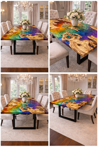 Epoxy Resin River Dining Table Live Edge Wood Handmade Kitchen Slab Custom Luxury Meeting Room Furniture Elegant Office Desk - Product Image 5