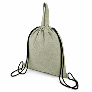 Recycled Cotton Melange <b>Drawstring</b> <b>Backpack</b> 38x42cm Custom Logo Gym Sack Eco Friendly Promotional Bag Wholesale OEM ODM Exporter - Product Image 2