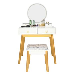 Lámpara de Dormitorio de Lujo con Luz Ajustable XH, Tocador de Madera Real Simple para Maquillaje, Tres Opciones de Color - Product Image 3