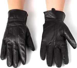 Gants d'hiver en cuir pour vélo, longueur poignet, thermiques, non doublés, style uni, compatibles écran tactile, pour le sport, les fêtes et l'usage quotidien - Product Image 5