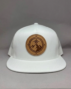 Wholesale Custom Leather Patch Logo Trucker Hat Blank Mid Profile 5 Panel <b>Flat</b> Brim High Quality Premium <b>Cap</b> For <b>Men</b> And Women - Product Image 1