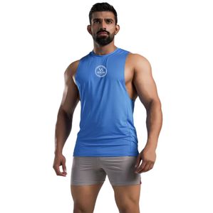 Camiseta sin mangas azul eléctrico con efecto lifting para levantamiento de pesas, gimnasio, entrenamiento, fitness, transpirable, atlética, ropa deportiva sin mangas - Product Image 1