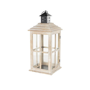 Lanternes en bois, lot de 3, lanterne à pilier carrée à étages, verre transparent, décoration rustique de style farmhouse pour mariage - Product Image 5