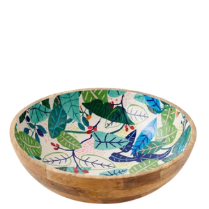Ensemble de bols à salade ronds en bois d'acacia massif, imprimés avec un motif grain de bois, décorés d'autocollants personnalisés en émail. - Product Image 2