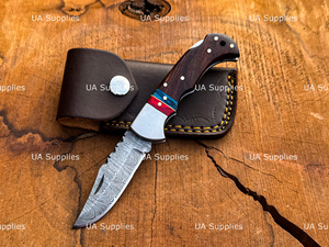 มีดพับ Damascus Back Lock EDC ทำมือ สำหรับล่าสัตว์ คุณภาพระดับอุตสาหกรรม รับประกัน 1 ปี รับทำแบรนด์ตามสั่งจำนวนมาก UA - Product Image 3