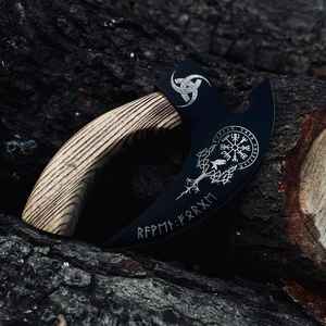 Cuchillo para Pizza Vikingo Personalizado de Primera Calidad, Forjado a Mano, con Mango de Madera de Grado Industrial, Estilo Hacha - Product Image 6