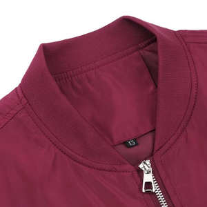 แจ็คเก็ตนักบิน MA1 หนังแท้ REGAL LEATHER OEM ออกแบบโลโก้ตามสั่ง สำหรับฤดูหนาว แจ็คเก็ตเบสบอลบอมเบอร์ลำลองสำหรับผู้ชาย สีเบอร์กันดี ผ้าแคนวาส - Product Image 4