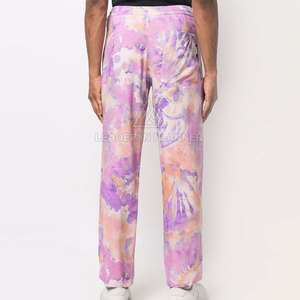 Pantalones de Pierna Recta con Estampado Tie Dye para Hombre, Cintura Elástica, Ligeros, Transpirables, Casuales, de Verano, Mezcla de Viscosa y Algodón, con Pliegues Delanteros - Product Image 4