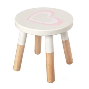 Tabouret en bois pour enfants, chaise en bois massif pour enfants, siège rond pour tout-petits avec motif en forme de cœur pour le salon - Product Image 4