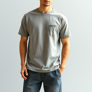 Ensemble de t-shirts courts pour hommes en polyester et coton, vêtements décontractés personnalisés pour l'été - Product Image 3