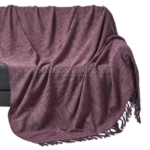 ผ้าห่มพับได้สำหรับร้านบูติกมีพู่สีชมพูโซฟาผ้าทอมือแบบนุ่ม - Product Image 4