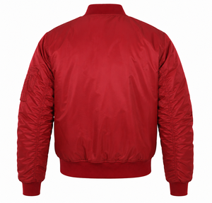 Blouson bomber rouge à manches longues avec fermeture éclair, col montant, en polyester tissé, imperméable, coupe-vent, respirant, léger, effet soie - Product Image 4