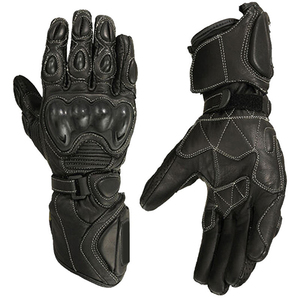 Guantes de Carreras de Cuero Genuino, Diseño Negro y Rojo, Dedos Completos, Correa de Muñeca Ajustable, Antideslizantes, para Motocross, Unisex - Product Image 5