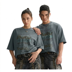 Camisetas FLN 2026 Personalizadas con Estampado de Letras, Tejidas para Hombre, con Borde sin Rematar, Estilo Urbano, Felpa Francesa, Oversize, Unisex, Casuales, Cortas y Cuadradas - Product Image 1