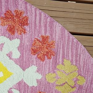 Tapis rond en laine tufté à la main, motif Paisley, rose pastel, tapis de designer avec envers en latex pour salon - Product Image 4