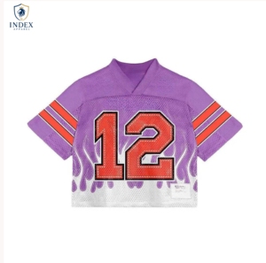 Maillot de football pour femme INDEX APPAREL, col en V, maille polyester respirante, manches courtes, imprimé floral, numéro 22, toutes saisons - Product Image 6