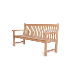 Banc de jardin en teck traditionnel Divo en bois massif, 2 places, avec dossier à lattes, pour terrasse et cour - Product Image 2