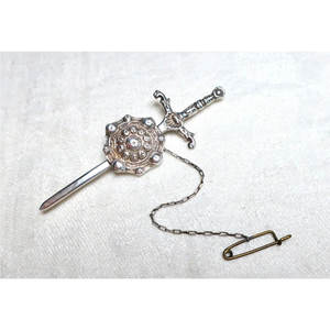 Broche Decorativo de Espada y Escudo Tradicionales Escoceses Vintage, de Plata, para Kilt, de Alta Calidad, en Metal - Product Image 4