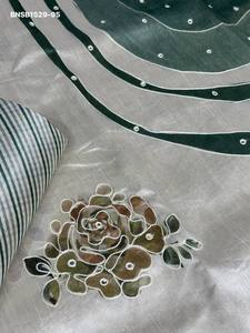 Beautiful Tussar Linen with Hand-Position Katha work, Position-Print & Hand-Mirror work <b>Saree</b>-Digital Print <b>Blouse</b> Woman Fashion - Product Image 5