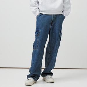 Nuevos Jeans Cargo de Mezclilla para Hombre 2026, Corte Holgado, Cintura Media, Color Azul Sólido, Algodón, Estilo Casual Otoñal, Precios al por Mayor - Product Image 1