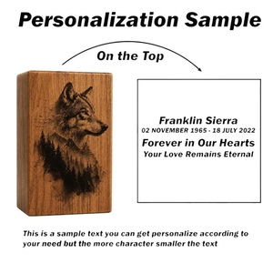 Urne commémorative personnalisée pour animaux de compagnie, en bois gravé, boîte de crémation, souvenir de la faune forestière, urne en bois personnalisée pour animaux de compagnie et humains - Product Image 3