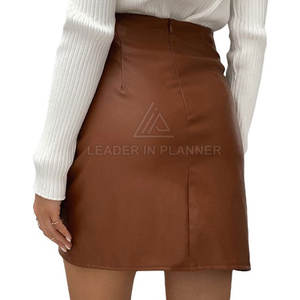 Jupe en cuir pour femme, fabrication sur mesure, design personnalisé avec votre propre logo, vêtements décontractés confortables, vente en gros de jupes en cuir pour femme - Product Image 5