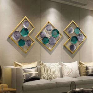 Décoration murale moderne traditionnelle en métal, 60 x 21 pouces, panneaux circulaires séparés, pour salon et salle à manger - Product Image 1