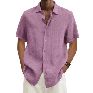 Camisas Casuales de Lino y Rayón con Cuentas para Hombre, Manga Corta, con Botones, para Playa, Verano, Boda - Product Image 3